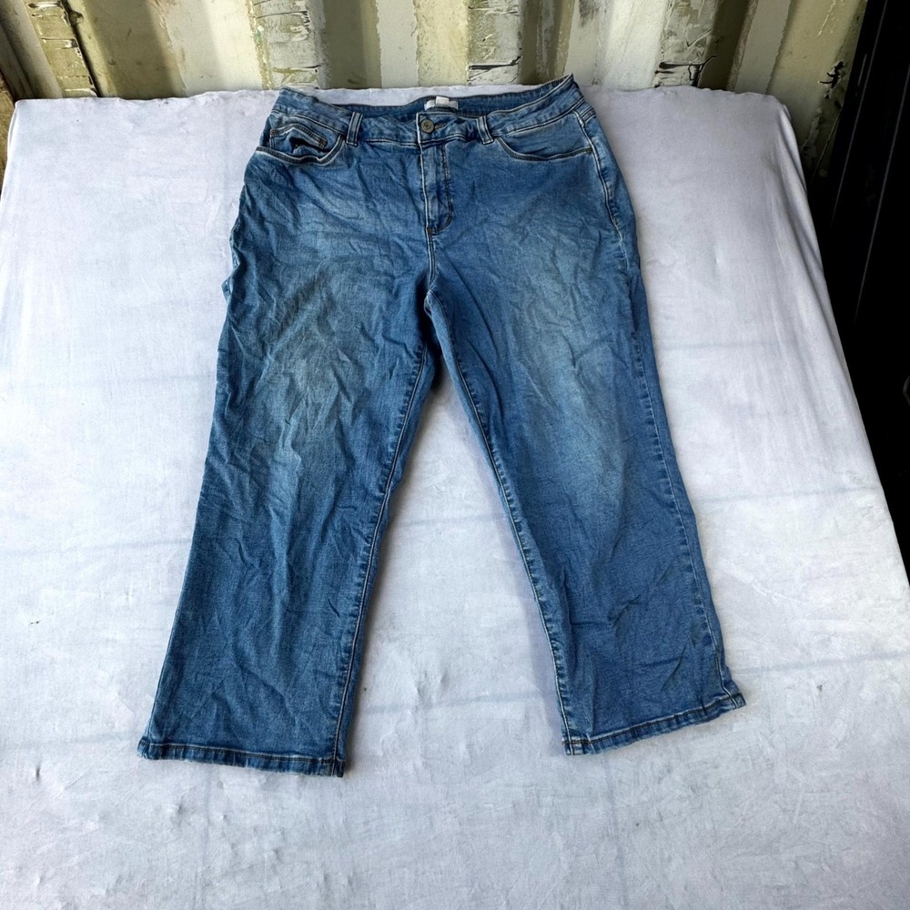 Croft & Barrow Cropped Straight Jeans Womens 14 Blue Denim Relaxed Medium Wash